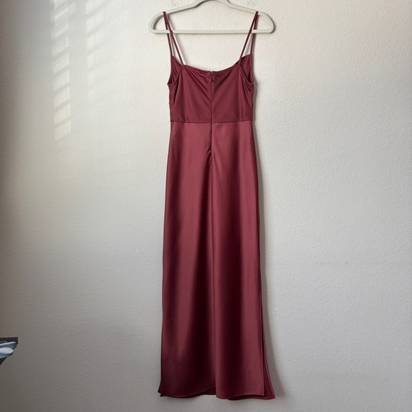 Anthropologie BHLDN Cali Satin Cowl-Neck Midi Slip Dress in Rust - Picture 11 of 16